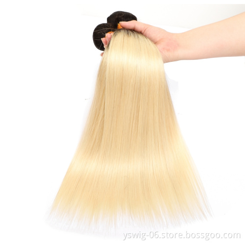 Raw Unprocessed remy blonde ombre dark roots human hair, grade 10a 1B/613 straight virgin hair